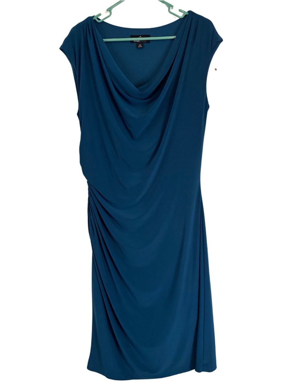 Ronni Nicole Dark Teal Cowl Neck Sleeveless Dress